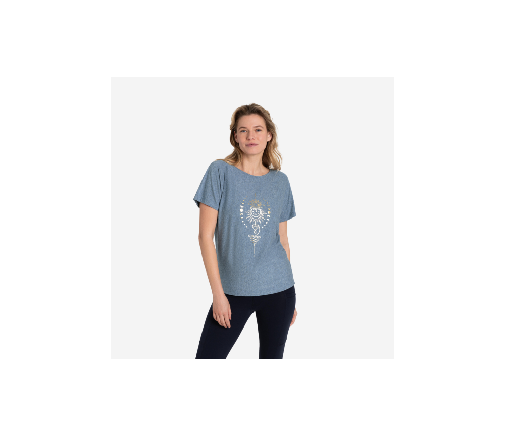 Spirit of OM - Shirt women - blue melange gold