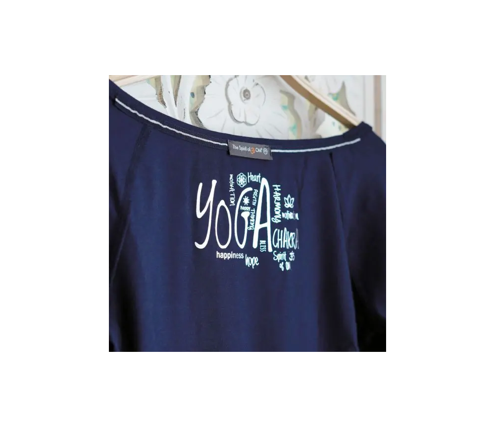 Spirit of OM - Longsleeve Crop Shirt Bambus - dunkelblau