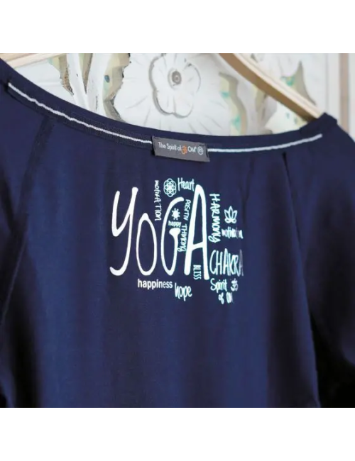 Spirit of OM - Longsleeve Crop Shirt Bambus - dunkelblau