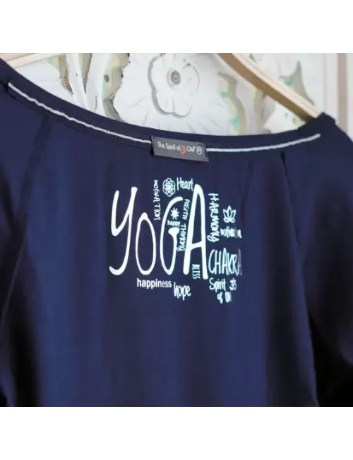 Spirit of OM - Longsleeve Crop Shirt Bambus - dunkelblau