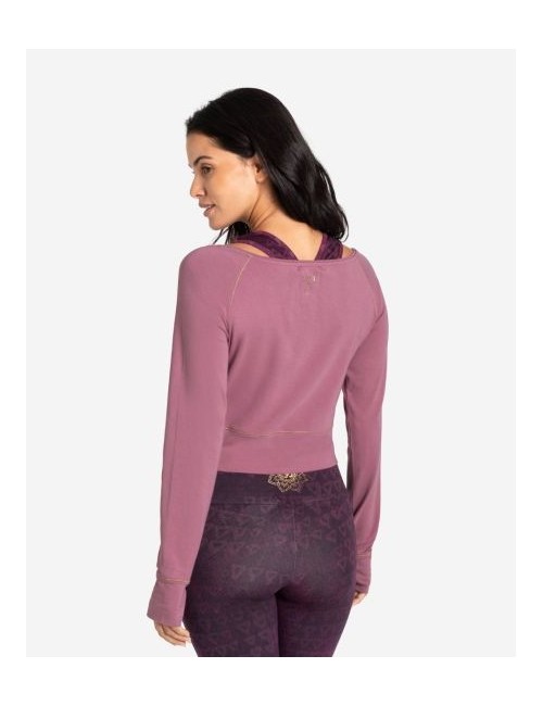Spirit of OM - Longsleeve Crop Shirt Bambus - amethyst