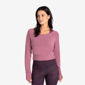Spirit of OM - Longsleeve Crop Shirt Bambus - amethyst