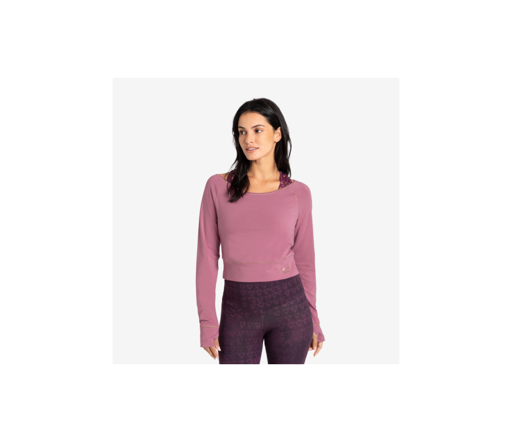Spirit of OM - Longsleeve Crop Shirt Bambus - amethyst