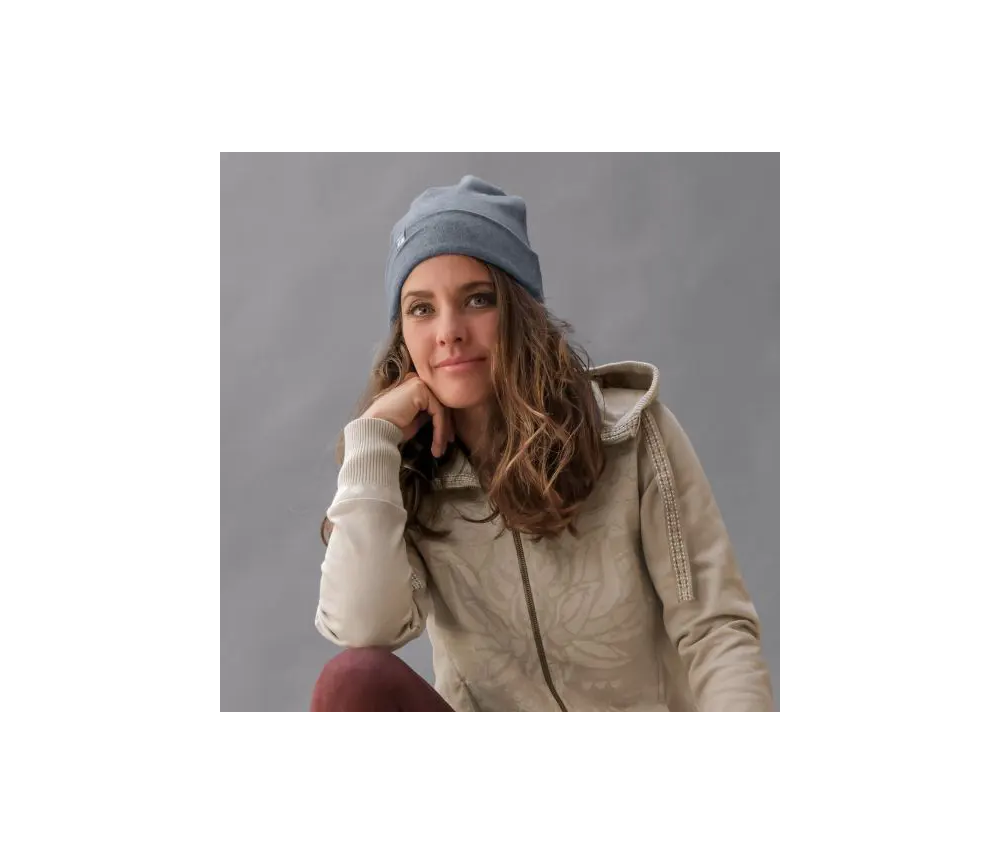 Spirit of OM - Beanie Mütze Bambus - blue-melange