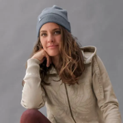 Spirit of OM - Beanie Mütze Bambus - blue-melange