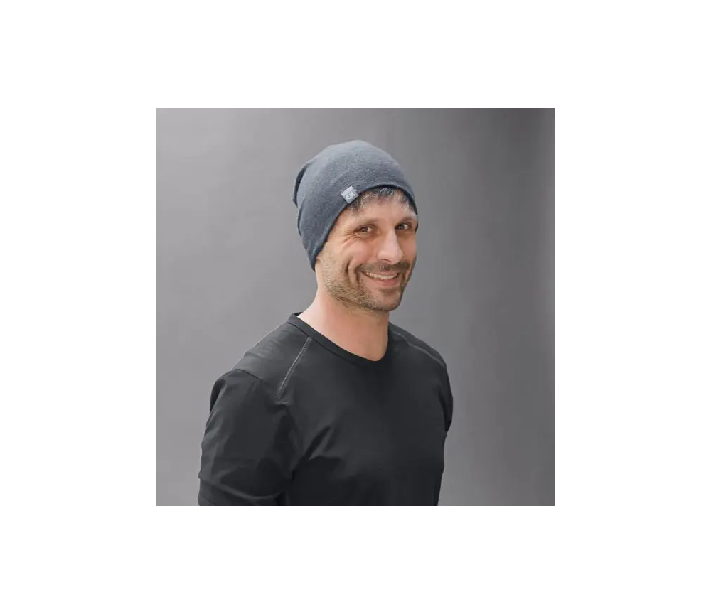 Spirit of OM - Beanie Mütze Bambus - blue-melange