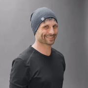Spirit of OM - Beanie Mütze Bambus - blue-melange