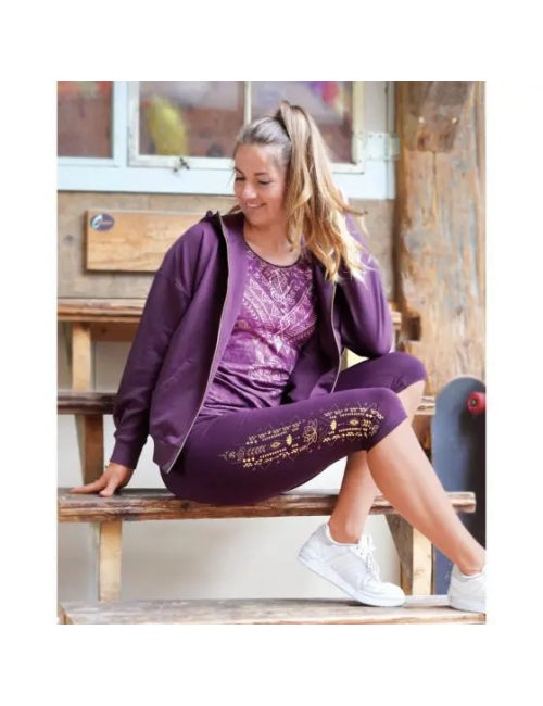 Spirit of OM - Yoga Leggings Capri - aubergine