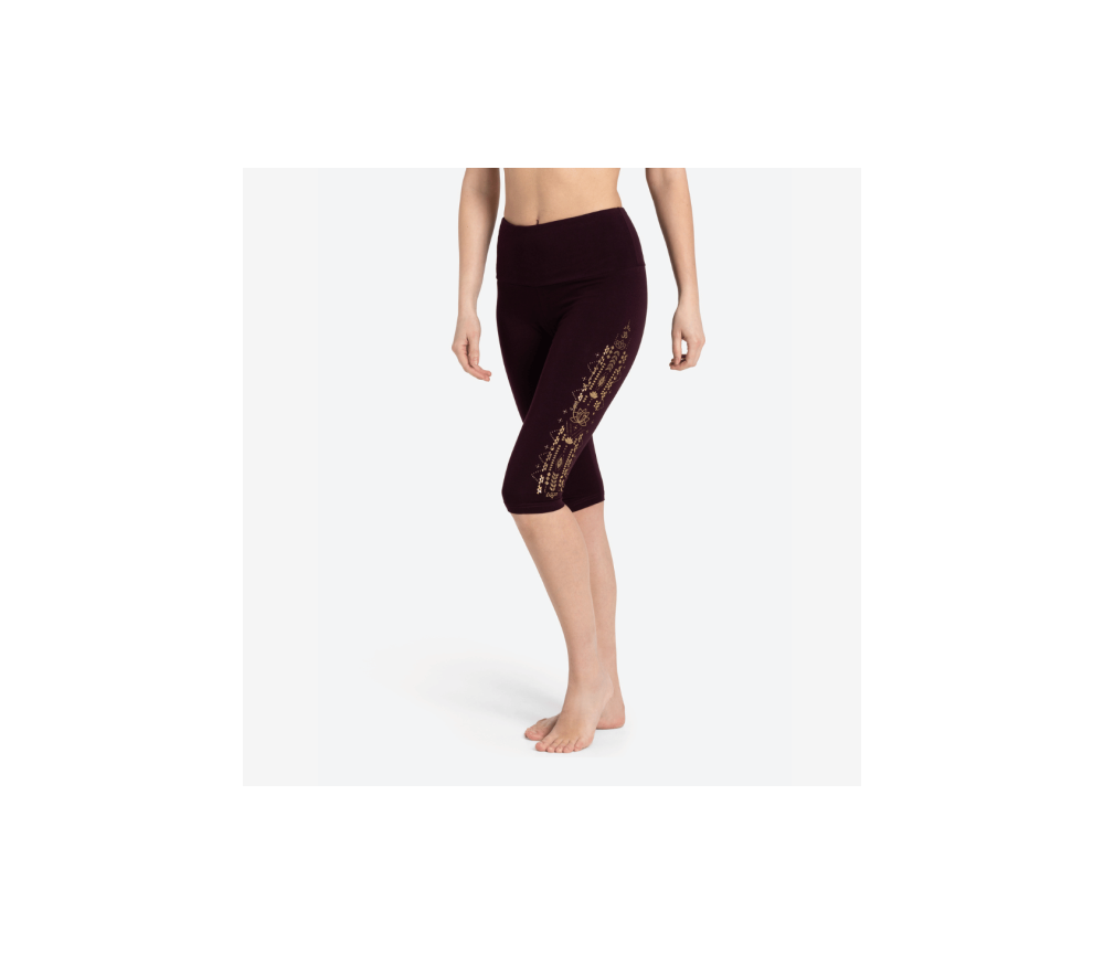 Spirit of OM - Yoga Leggings Capri - aubergine