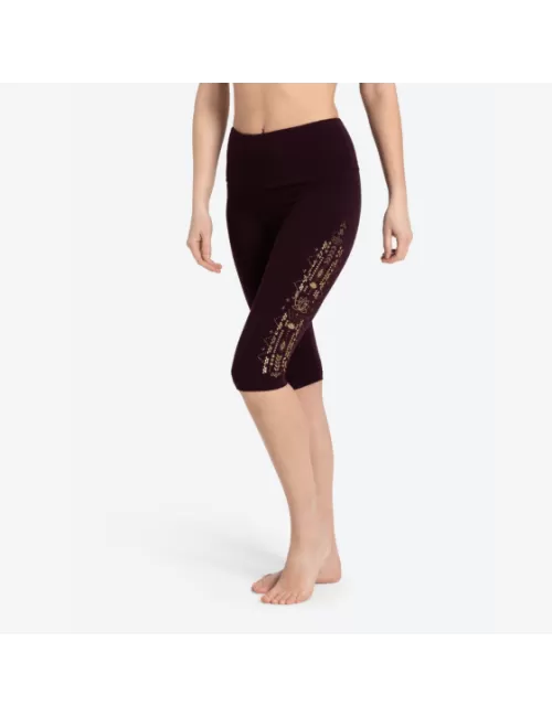 Spirit of OM - Yoga Leggings Capri - aubergine