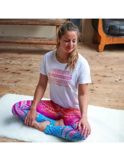 Spirit of OM - Yoga Leggings Indian Spirit - pink-mango-blue