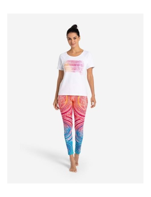 Spirit of OM - Yoga Leggings Indian Spirit - pink-mango-blue