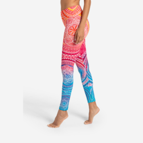 Spirit of OM - Yoga Leggings Indian Spirit - pink-mango-blue