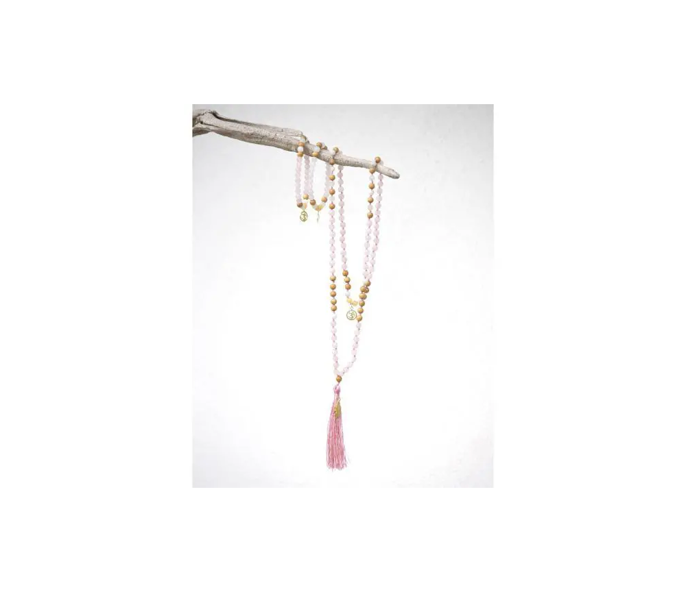 Spirit of OM - Kette - Mala Rosenquarz
