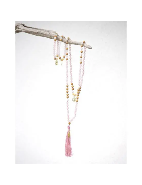 Spirit of OM - Kette - Mala Rosenquarz