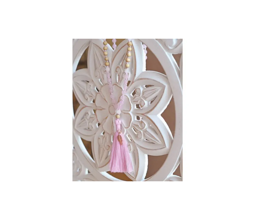 Spirit of OM - Kette - Mala Rosenquarz