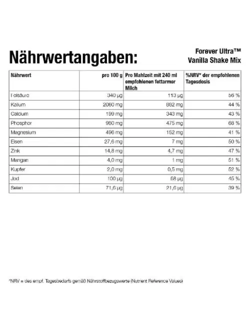 Forever - Forever Ultra™ Vanilla Shake Mix - Eiweißshake aus nicht gentechnisch verändertem Soja-Eiweiß - 375g