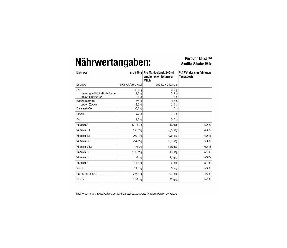 Forever - Forever Ultra™ Vanilla Shake Mix - Eiweißshake aus nicht gentechnisch verändertem Soja-Eiweiß -  375g