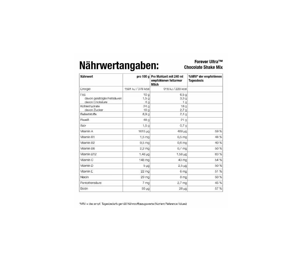 Forever - Forever Ultra™ Chocolate Shake Mix - Eiweißshake aus nicht gentechnisch verändertem Soja-Eiweiß -  405g