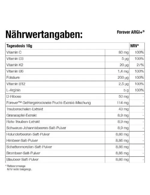 Forever - Forever ARGI+® Sticks - Diätetisches Lebensmittel mit L-Arginin-Pulver mit Vitaminen - 30 Portionsbeutel