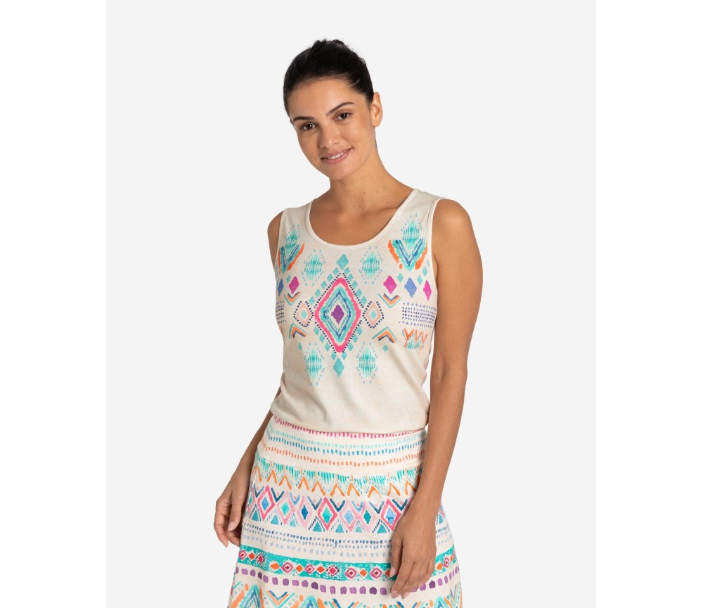 Spirit of OM - Top - be happy - natur/bunt