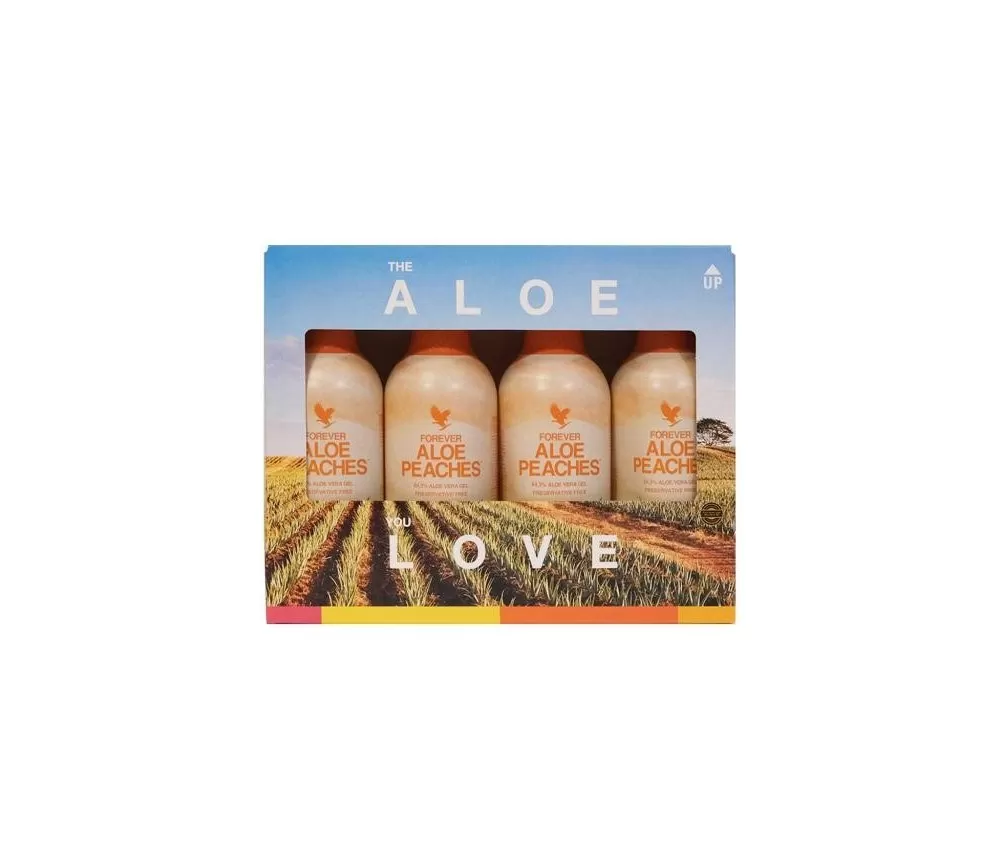 Forever - Forever Aloe Peaches™ - 4-Pack - Aloedrink mit 84,3 % Aloe - 4 x 1 Liter