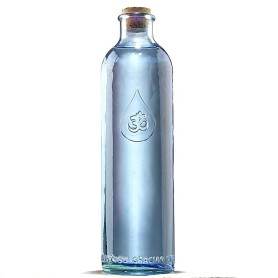 Wasserflasche - OM - Glas - Dankbarkeit & Blume des Lebens - 1,2L