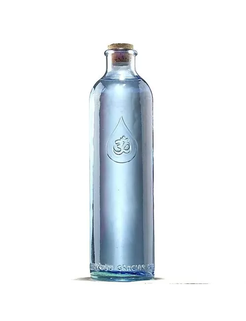 Flasche - OM - Glas - Wasserflasche - Dankbarkeit & Blume des Lebens - 1,2L