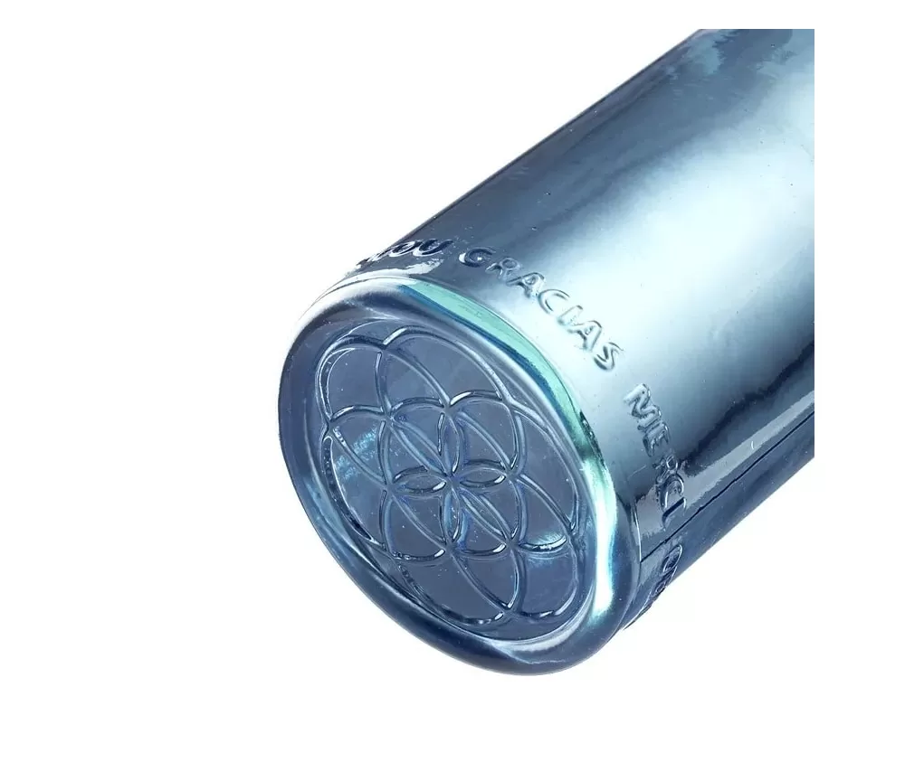 Flasche - OM - Glas - Wasserflasche - Dankbarkeit & Blume des Lebens - 1,2L