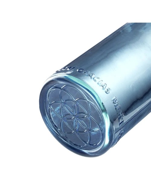 Flasche - OM - Glas - Wasserflasche - Dankbarkeit & Blume des Lebens - 1,2L