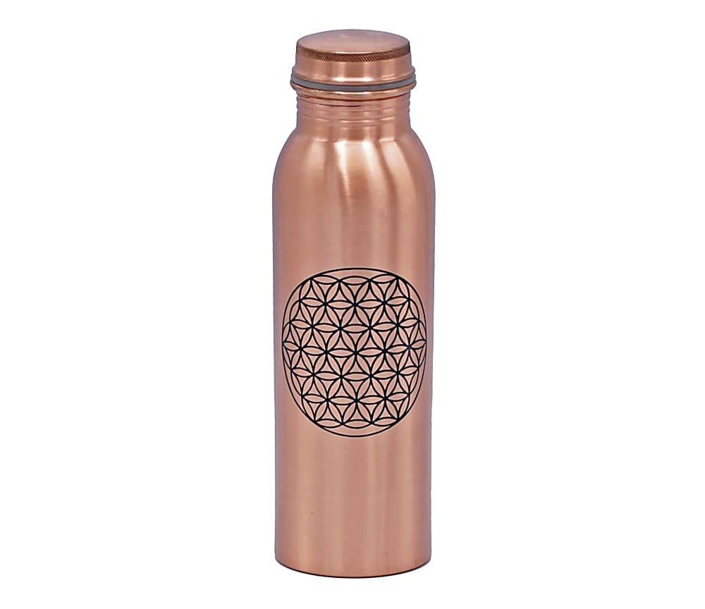 Yogi & Yogini - Trinkflasche aus Kupfer mit Blume des Lebens - 750ml
