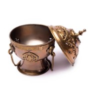 Räuchergefäß -  für Kohle - Messing - Antikoptik - zum Aufhängen & Schwenken ca. 12cm