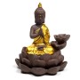 Räucher Rückfluss Gefäß -  für Räucherkegel - Räucherbrunnen - Wasserfall - Buddha - Farbe: Gold/Braun/Schwarz ca. 12x10x9 cm