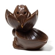Räucher Rückfluss Gefäß - für Räucherkegel - Räucherbrunnen - Wasserfall - Lotus- Braun ca. 11x10,5x8,5 cm