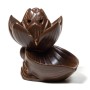 Räucher Rückfluss Gefäß -  für Räucherkegel - Räucherbrunnen - Wasserfall - Lotus- Braun ca.  11x10,5x8,5 cm