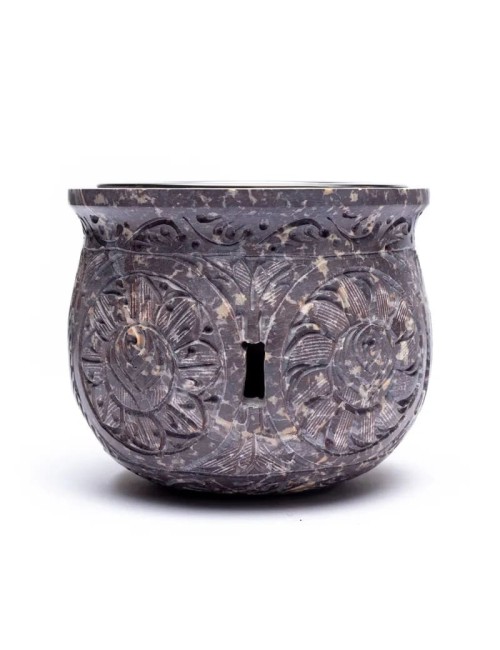 Räuchergefäß - Kombi inkl. Aromalampe & Duftlampe - Speckstein - XXL bauchig ca. 14cm