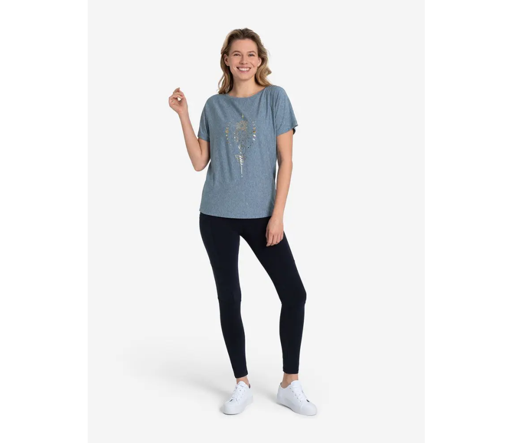 Spirit of OM - Shirt women - blue melange gold