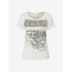 Spirit of OM - Raglan-Shirt Kurzarm Peace-Love - natur/schwarz/gold