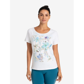 Spirit of OM - Raglan-Shirt Yoga Flower - weiß/blau/gold