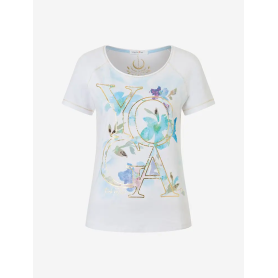 Spirit of OM - Raglan-Shirt Yoga Flower - weiß/blau/gold