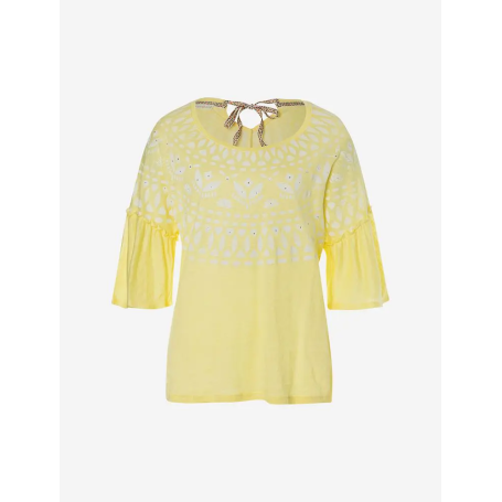 Spirit of OM - Leinen-Shirt Happy Sun - lemongelb