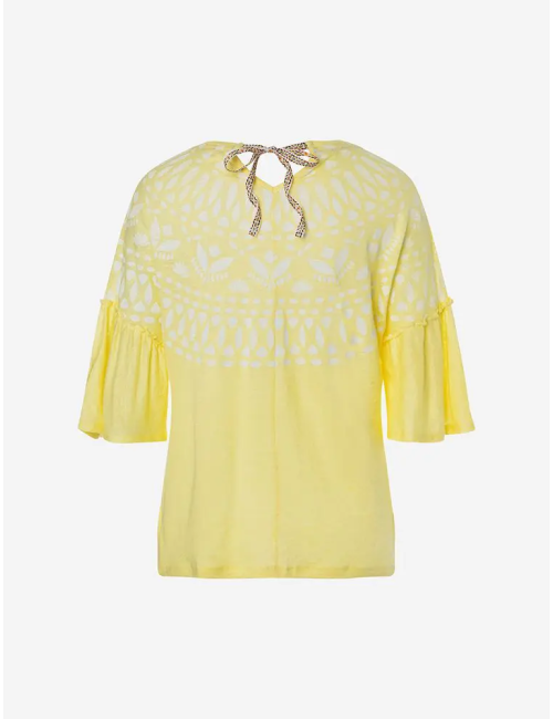 Spirit of OM - Leinen-Shirt Happy Sun - lemongelb