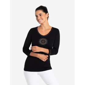 Spirit of OM - Shirt 3/4 Arm - Flower of Harmony - schwarz