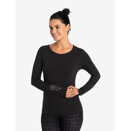 Spirit of OM - Langarm-Shirt Chakra-Flower - schwarz