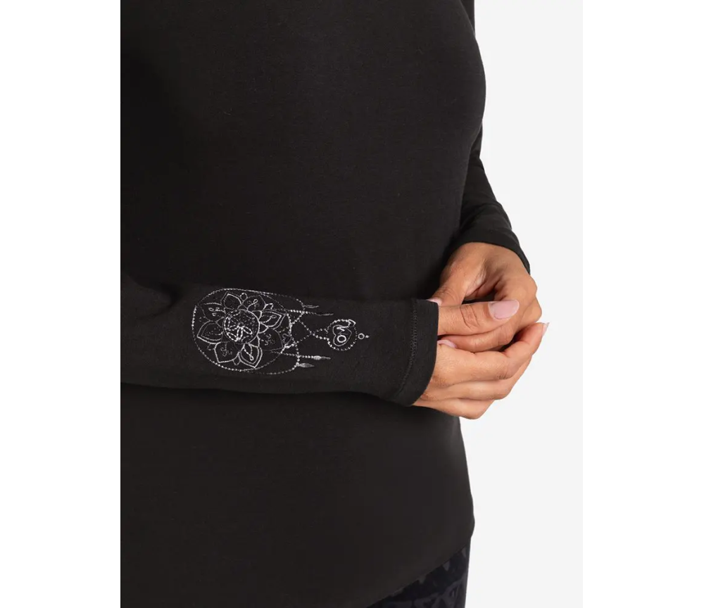 Spirit of OM - Langarm-Shirt Chakra-Flower - schwarz