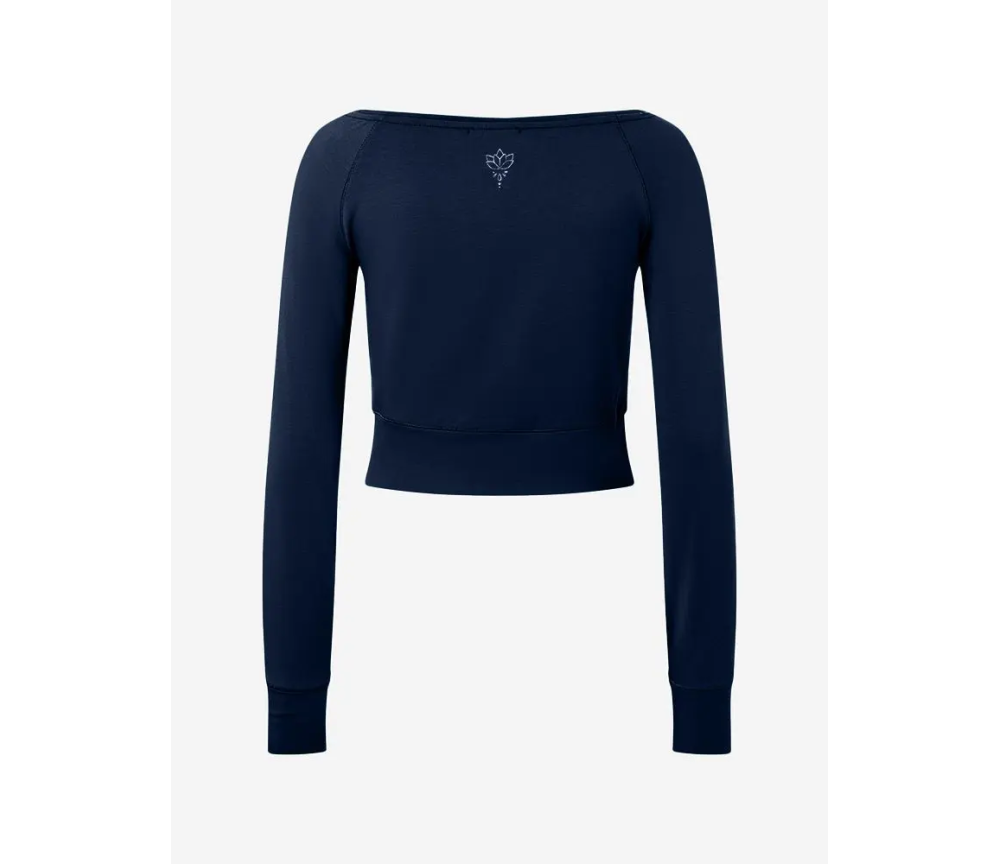 Spirit of OM - Longsleeve Crop Shirt Bambus - dunkelblau