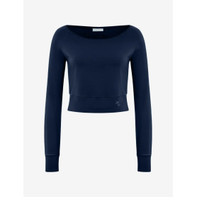 Spirit of OM - Longsleeve Crop Shirt Bambus - dunkelblau