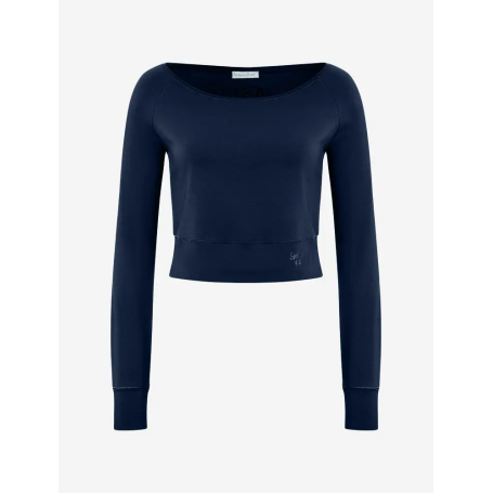 Spirit of OM - Longsleeve Crop Shirt Bambus - dunkelblau
