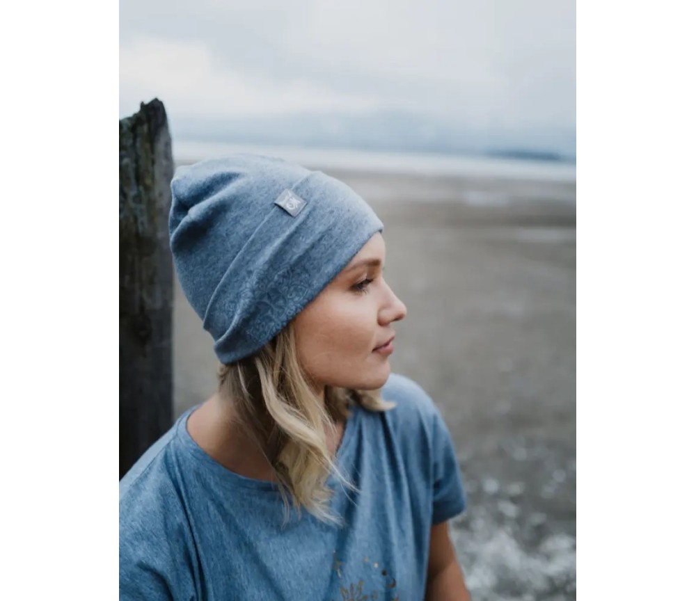 Spirit of OM - Beanie Mütze Bambus - blue-melange