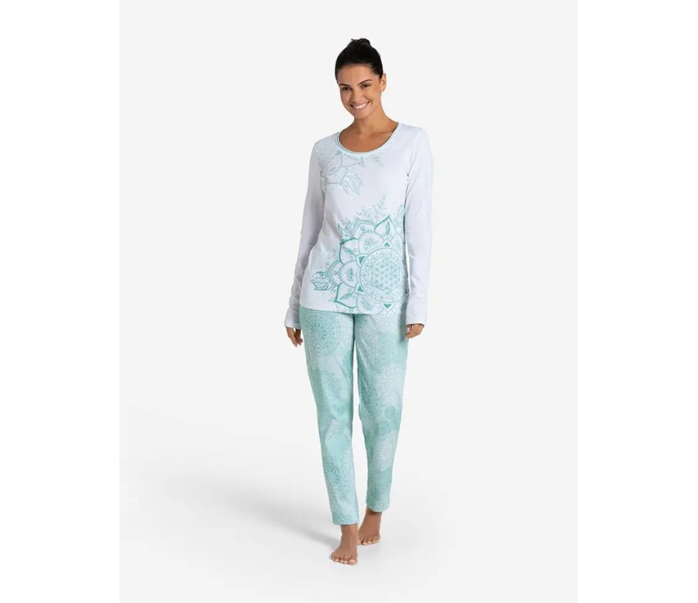 Spirit of OM - Pyjama-Longsleeve Shirt - weiß/mint